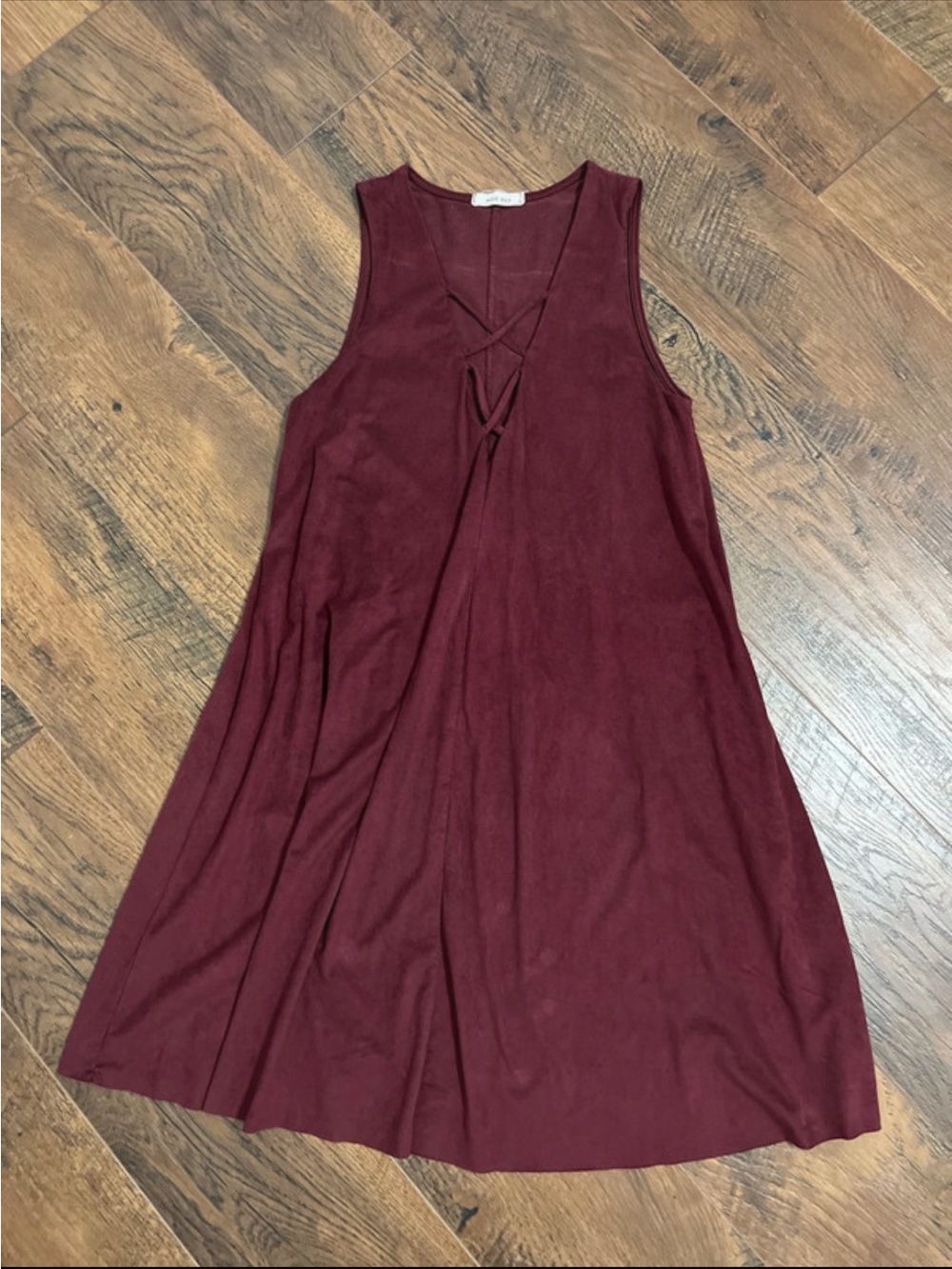 Mod Ref Sleeveless Crisscross Swing Dress in Burgundy
